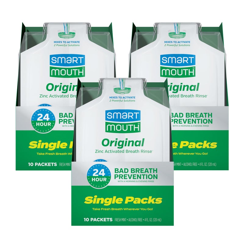 SmartMouth Original Activated Mouthwash Single Packs, Travel Mouthwash, Fresh Mint, 30 Pack - Image 1