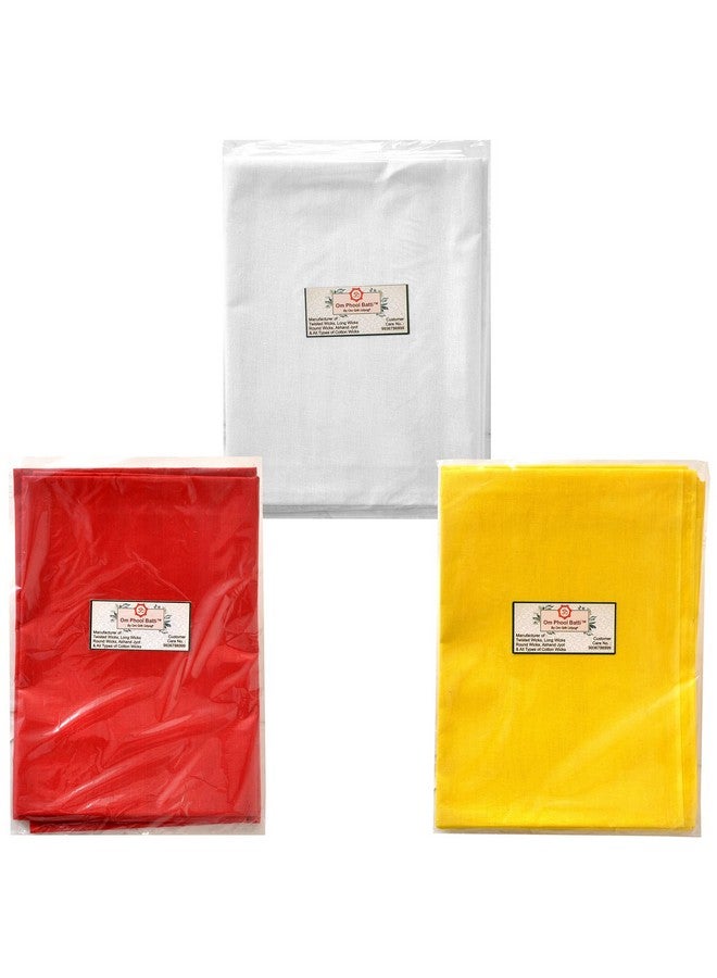 Om Phool Batti قماش قطني من Om Phool Batti للبوذا، أو قماش Mandir Asana/Altar Cloth/Puja Ka Kapda أو عنصر Pooja، (مجموعة من 3 قطع، متعدد الألوان) - Image 1