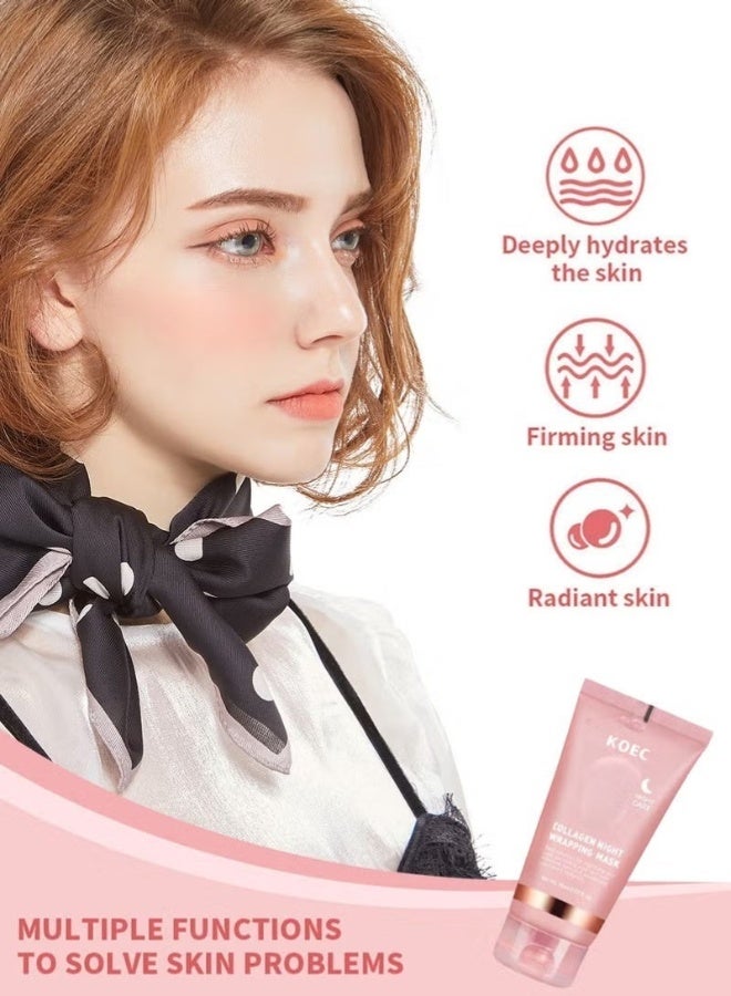 KOEC Korean Collagen Night Wrapping Peel Off Mask, for Overnight Sleeping to Reduce Wrinkles, Fine Lines, Maintain Skin Elasticity, 75ml - Image 4