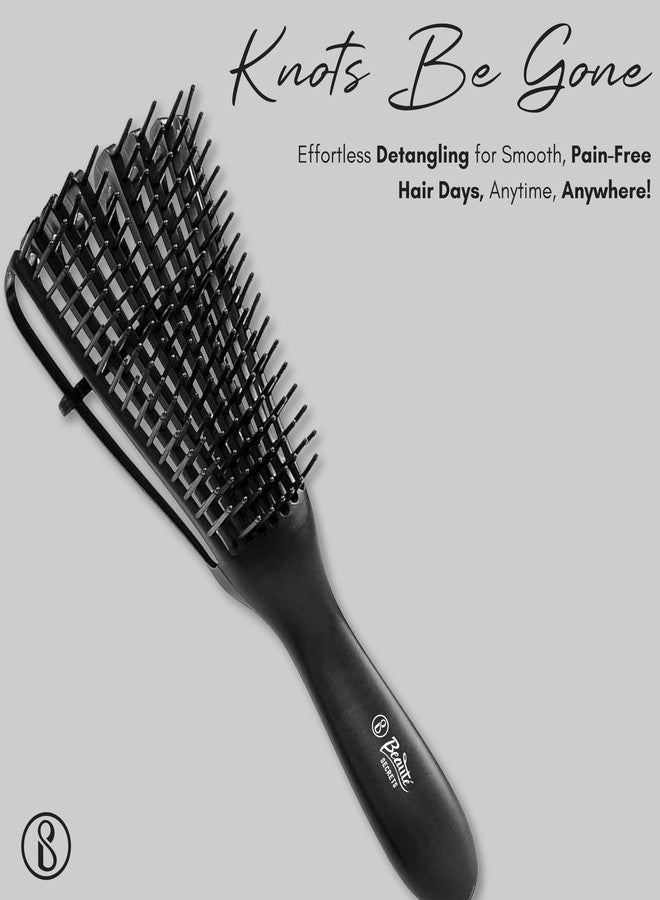 Beauté Secrets Detangler Hair Comb Brush for Adults and Kids Wet & Dry Hair, Removes Knots and Tangles Pain Free (Black) - Image 2