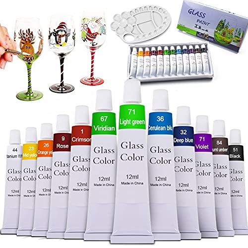Happlee 12 Colors Glass Paints Set(0.42oz/12ml), Stained Glass Paints Kit for Glass Painting, Non Toxic Quick-Drying Waterproof Glass Painting Supplies for Ceramic Window, for Artists Beginners Kids - Image 1