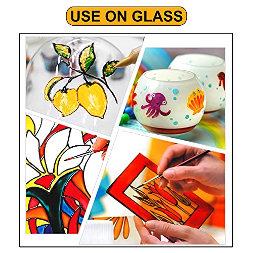 Happlee 12 Colors Glass Paints Set(0.42oz/12ml), Stained Glass Paints Kit for Glass Painting, Non Toxic Quick-Drying Waterproof Glass Painting Supplies for Ceramic Window, for Artists Beginners Kids - Image 5