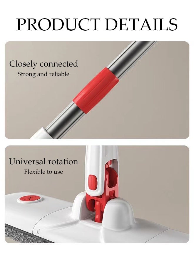 DUNISO Collapsible Mop，Portable Self Squeeze Mop，Hands Free Flat Mop，Wet & Dry ，Washable Pads，2 Pads，White - Image 3