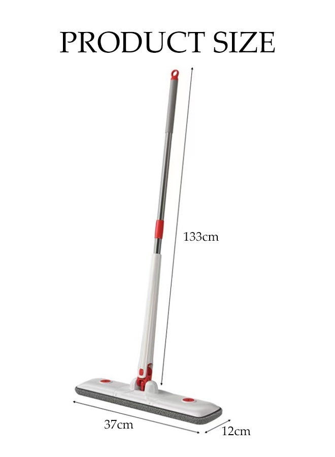DUNISO Collapsible Mop，Portable Self Squeeze Mop，Hands Free Flat Mop，Wet & Dry ，Washable Pads，2 Pads，White - Image 2