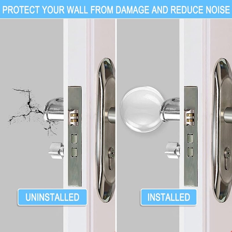 Xfenvs Door Knob Wall Shield, 6PCS Transparent Round Soft Rubber Door Stopper Wall Protector, Stronger Self Adhesive Wall Door Handle Bumper (Small Round 1.57" 6PCS, Clear) - Image 3