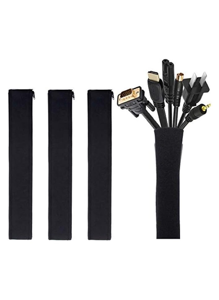 erorex 4 Pcs Cable Management Sleeve, Cord Management System for TV/Computer/Home Entertainment, 19-20 inch Flexible Cable Sleeve Wrap Cover Organizer - Black - Image 1