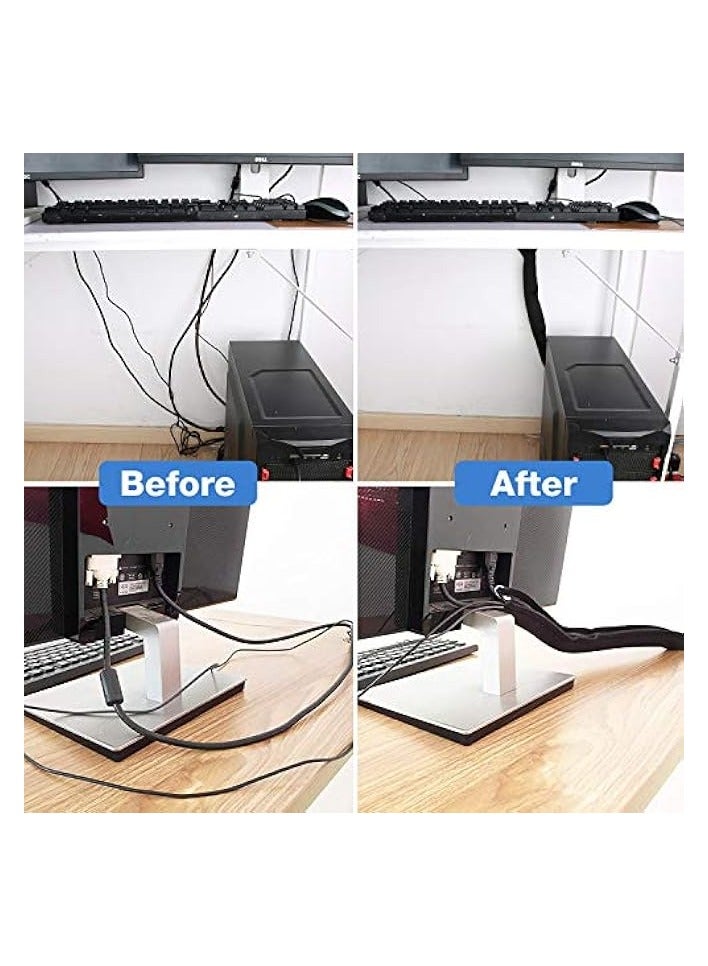 erorex 4 Pcs Cable Management Sleeve, Cord Management System for TV/Computer/Home Entertainment, 19-20 inch Flexible Cable Sleeve Wrap Cover Organizer - Black - Image 4