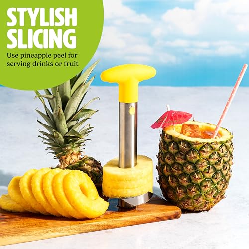 Tasty Pineapple Slicer Stainless Steel with NonSlip Handle Cores Slices Pineapples into Even Rings in Seconds Easy to Use Yellow - Image 3