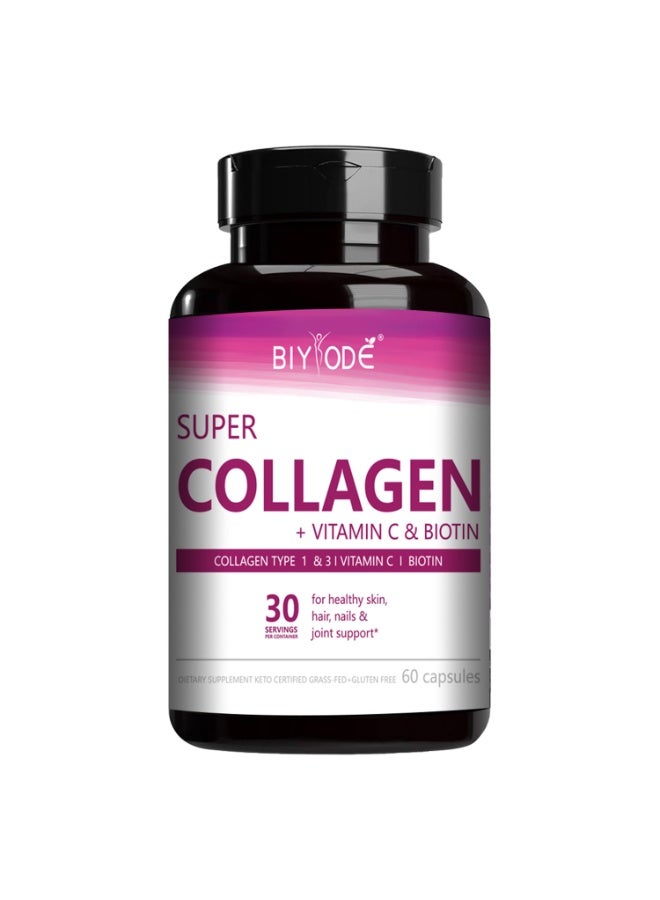 BIYODE Super Collagen Capsules 60 Capsules | Vitamin C & Biotin | Skin Whitening & Anti-Aging | Healthy Hair, Nails & Joints | 2 Capsules Daily BIYODÉ - Image 2
