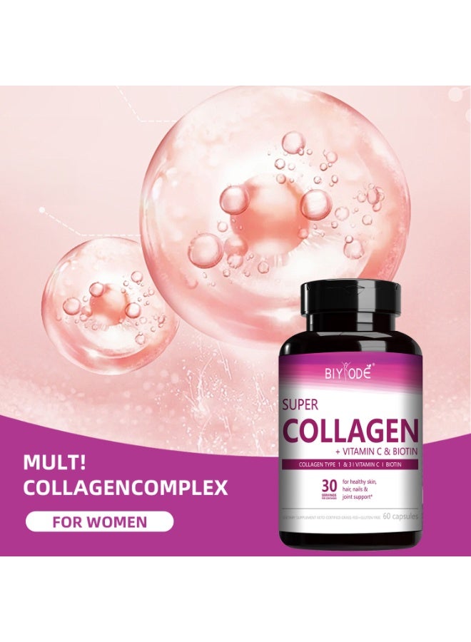 BIYODE Super Collagen Capsules 60 Capsules | Vitamin C & Biotin | Skin Whitening & Anti-Aging | Healthy Hair, Nails & Joints | 2 Capsules Daily BIYODÉ - Image 1