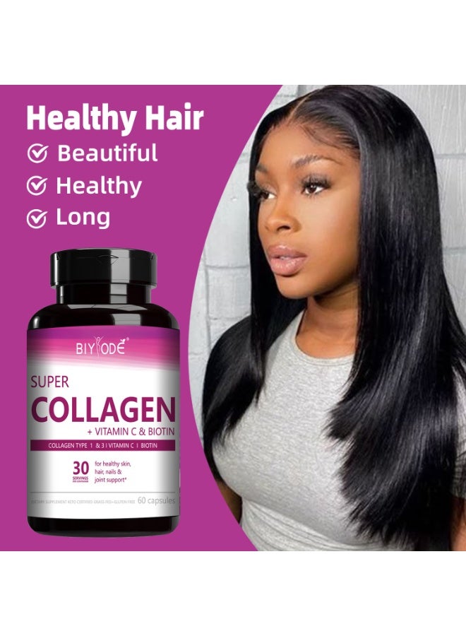 BIYODE Super Collagen Capsules 60 Capsules | Vitamin C & Biotin | Skin Whitening & Anti-Aging | Healthy Hair, Nails & Joints | 2 Capsules Daily BIYODÉ - Image 3