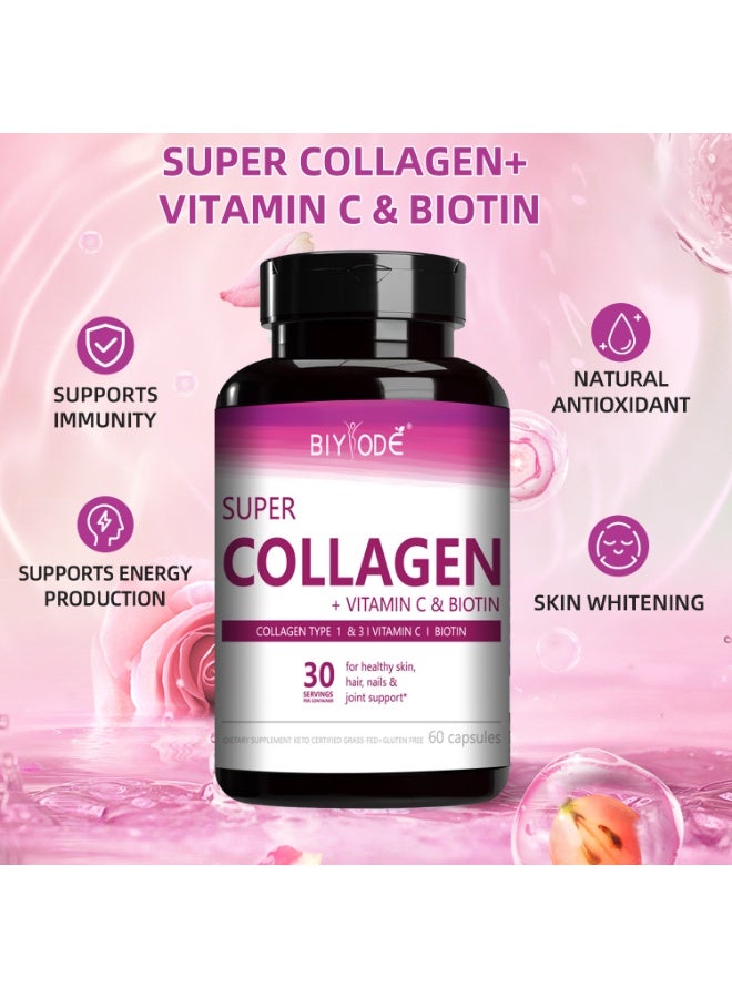 BIYODE Super Collagen Capsules 60 Capsules | Vitamin C & Biotin | Skin Whitening & Anti-Aging | Healthy Hair, Nails & Joints | 2 Capsules Daily BIYODÉ - Image 4