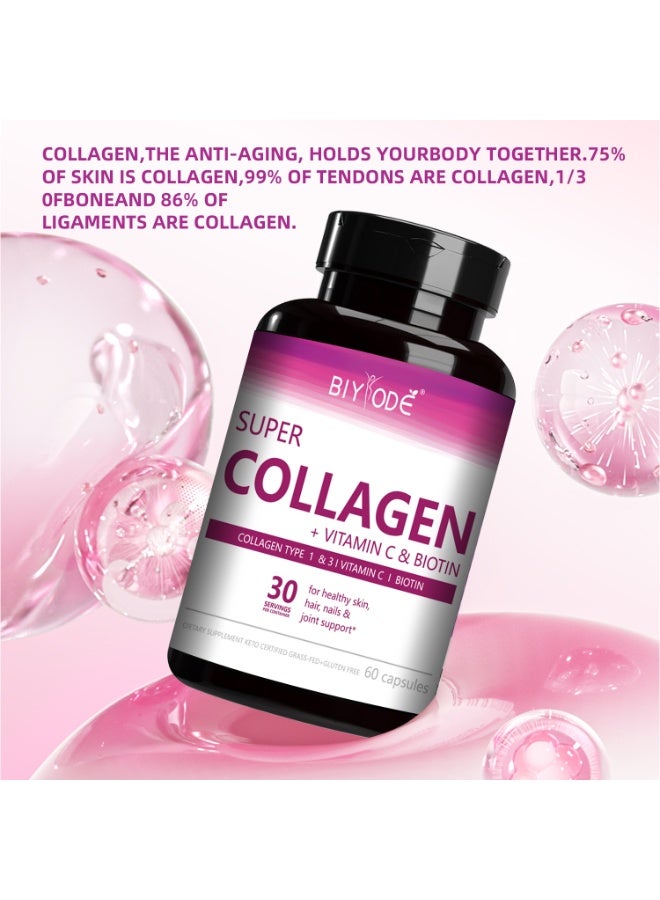 BIYODE Super Collagen Capsules 60 Capsules | Vitamin C & Biotin | Skin Whitening & Anti-Aging | Healthy Hair, Nails & Joints | 2 Capsules Daily BIYODÉ - Image 5