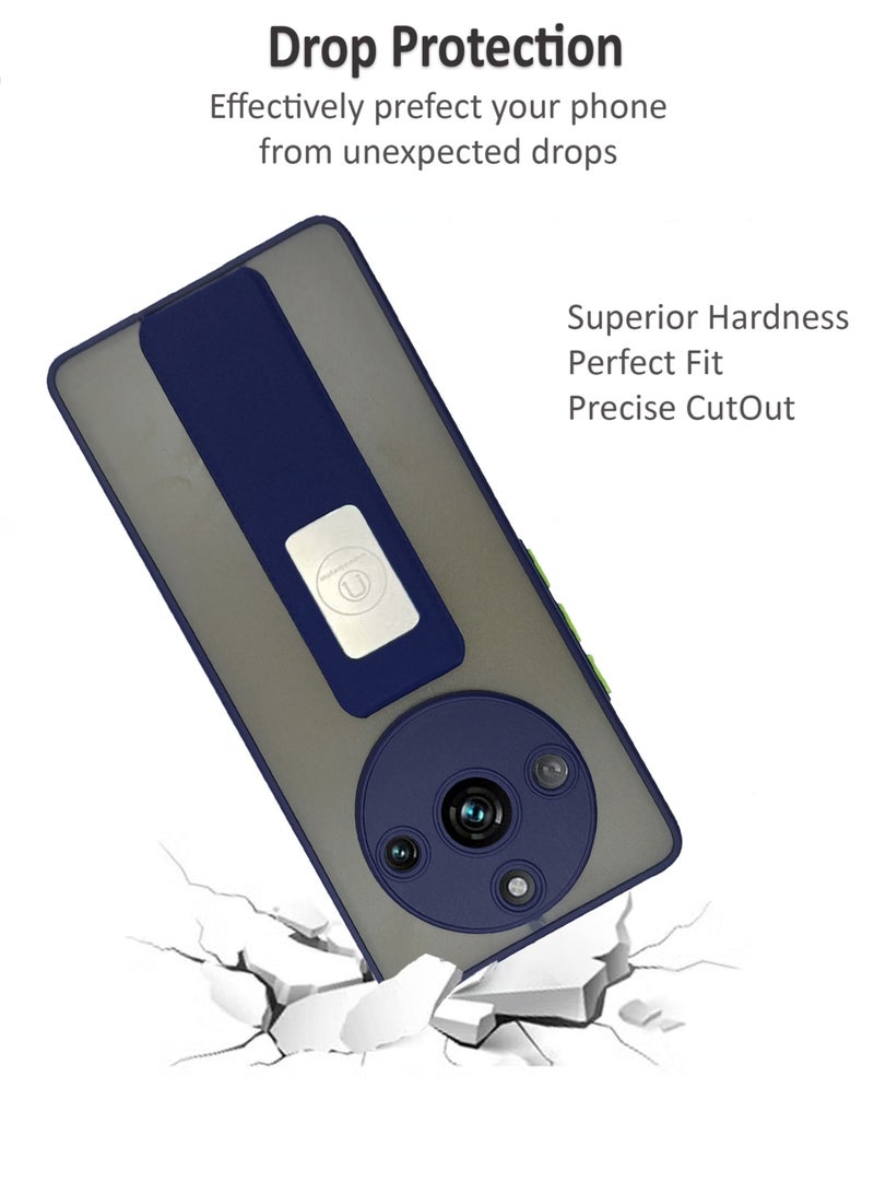 Waldic Premium Protective Case Cover With Magnetic Hand Grip For Realme 11 Pro - Dark Blue - Image 2
