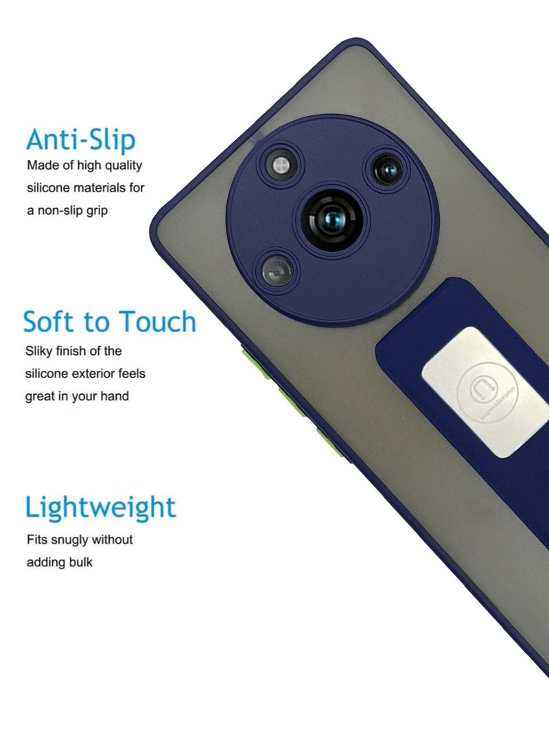 Waldic Premium Protective Case Cover With Magnetic Hand Grip For Realme 11 Pro - Dark Blue - Image 4