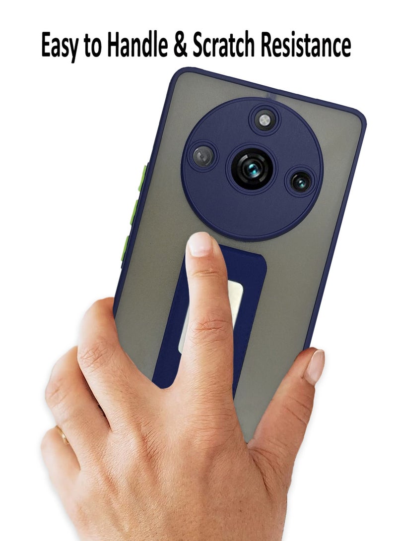 Waldic Premium Protective Case Cover With Magnetic Hand Grip For Realme 11 Pro - Dark Blue - Image 3