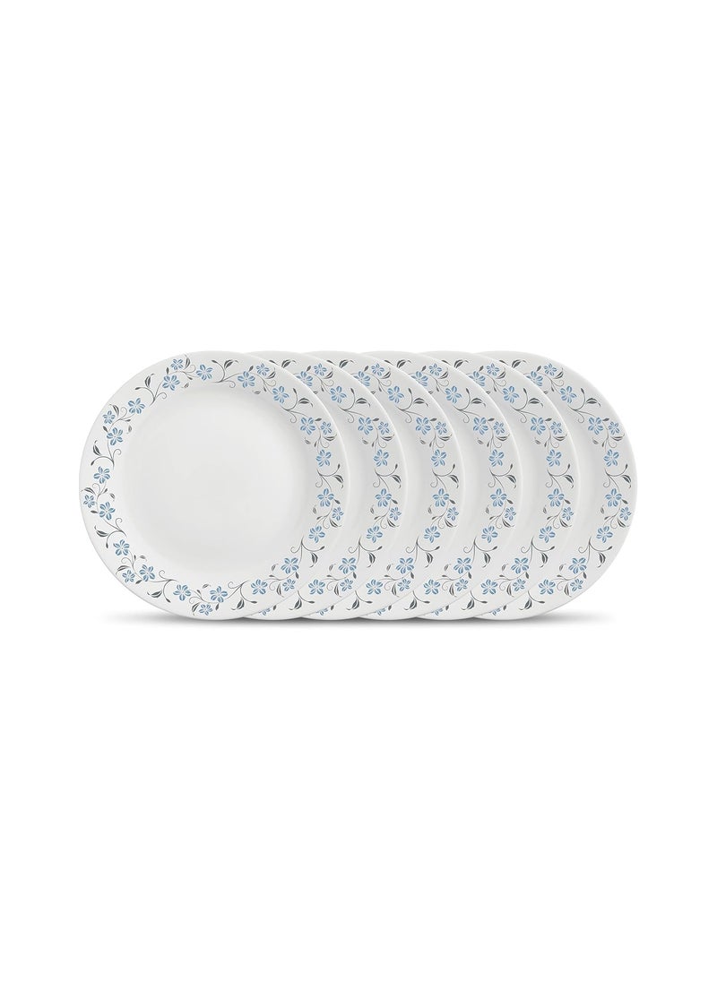 La Opala La Opala Diva, Ivory Collection, Opal Glass Full Plate Set 11" 6 pcs, Grace Blue, White, Standard  - Image 1
