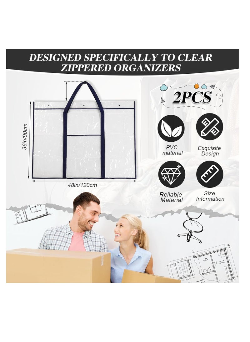 Generic Windyun 2 Pack Large Poster Storage Bag 48" x 36" Bulletin Board Holder Art Portfolio Case PVC Art Portfolio Container Bulletin Board Storage Box with Pocket for Classroom Teacher Organization (Blue)  - Image 3