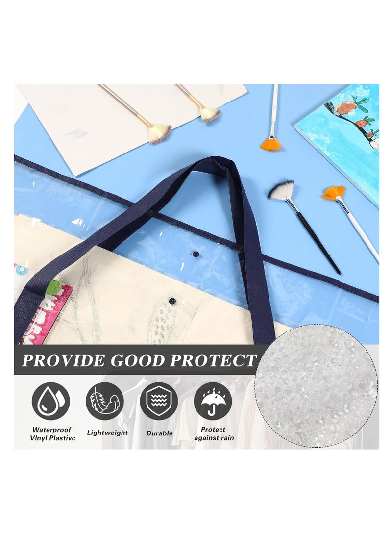 Generic Windyun 2 Pack Large Poster Storage Bag 48" x 36" Bulletin Board Holder Art Portfolio Case PVC Art Portfolio Container Bulletin Board Storage Box with Pocket for Classroom Teacher Organization (Blue)  - Image 2