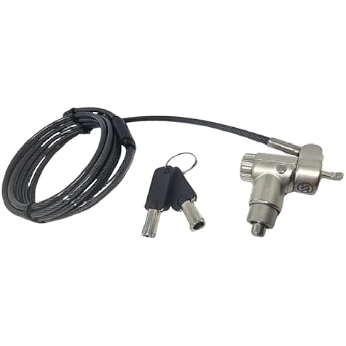Sendt BLACK UNIVERSAL NOTEBOOK LAPTOP KEYED PUSH TO LOCK SECURITY CABLE FOR KENSINGTON WEDGE NANO AND MOST OTHER SECURITY SLOTS - Image 1