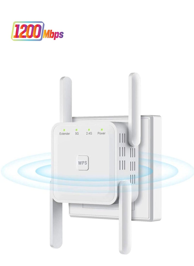 Arabest - Wifi Extender,WiFi Repeater,5G 1200Mbps Dual Band WiFi Booster For Home,Internet Booster With Ethernet, With 4 Antennas, Easy Setup - Image 1