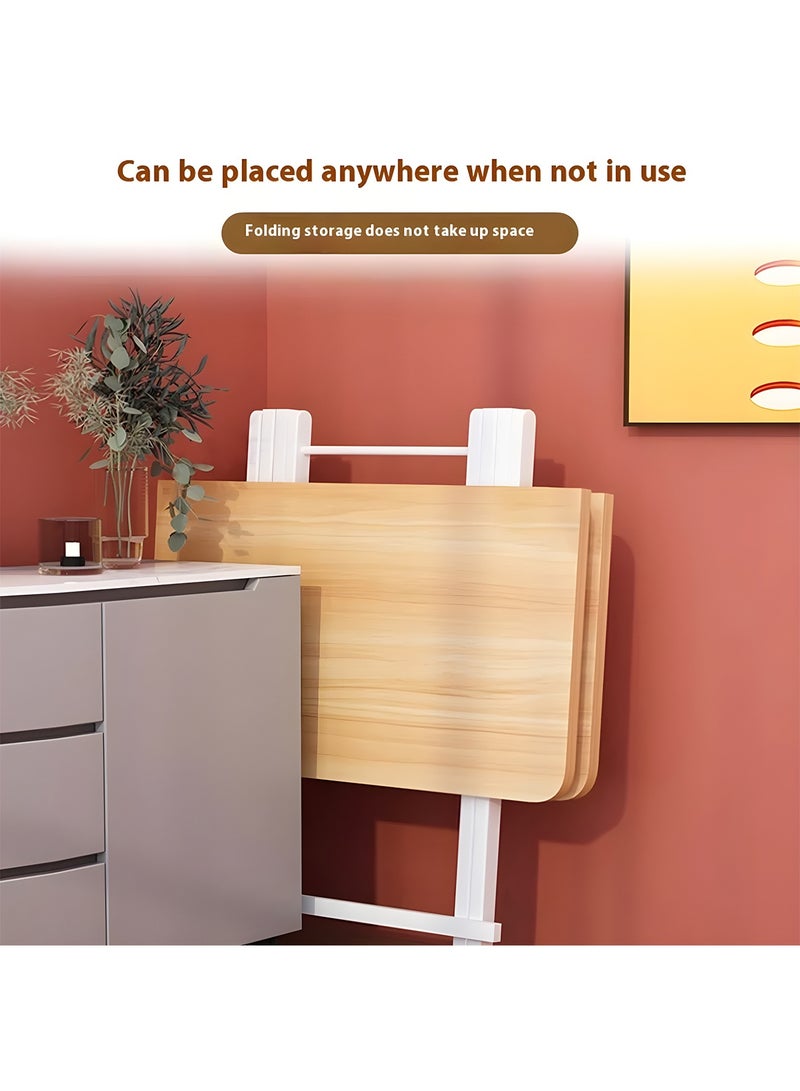 تايمي طاولة طعام قابلة للطي 74x80x80سم بسطح خشبي وأرجل معدنية، طاولة محمولة بتصميم عصري موفر للمساحة للمطبخ وغرفة الطعام والمعيشة والحديقة والتخييم - لون خشبي - Image 4