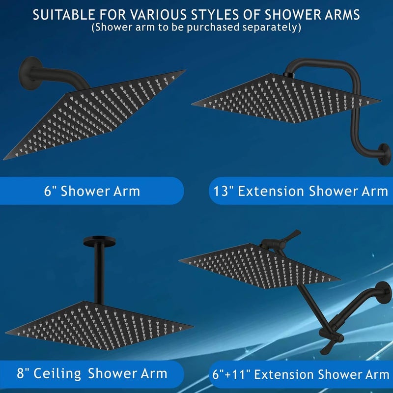 Voolan Rain Shower head, High Pressure Shower Head Made of 304 Stainless Steel, Relaxed Shower Experience Even at Low Water Flow & Pressure (10" Black) - Image 5