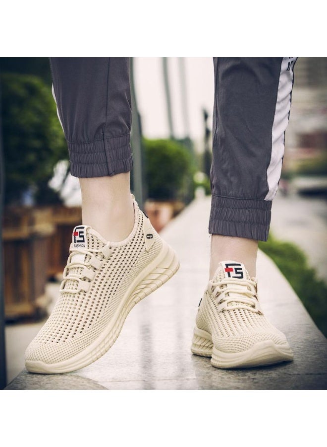 TS Summer Men's Running Shoes Fashion Mesh Casual Thick Sole Lightweight Sports Shoe Breathable Round Head Lace-up Sneakers - Image 2