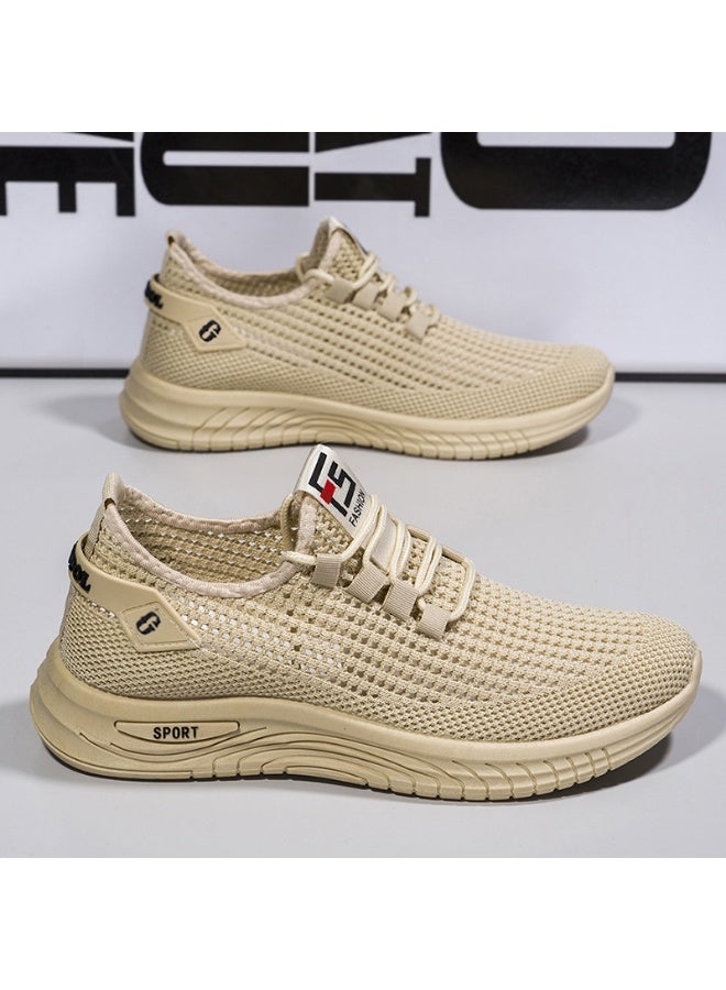 TS Summer Men's Running Shoes Fashion Mesh Casual Thick Sole Lightweight Sports Shoe Breathable Round Head Lace-up Sneakers - Image 1