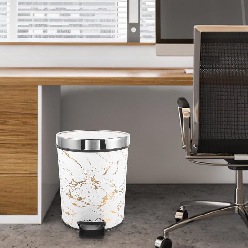 IMIKEYA 8l Pedal Trash Can with Lid, Plastic Step Kitchen Garbage Bin, Portable Office and Home Waste Container for Bathroom and Living Room Use - Image 5