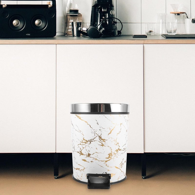 IMIKEYA 8l Pedal Trash Can with Lid, Plastic Step Kitchen Garbage Bin, Portable Office and Home Waste Container for Bathroom and Living Room Use - Image 4