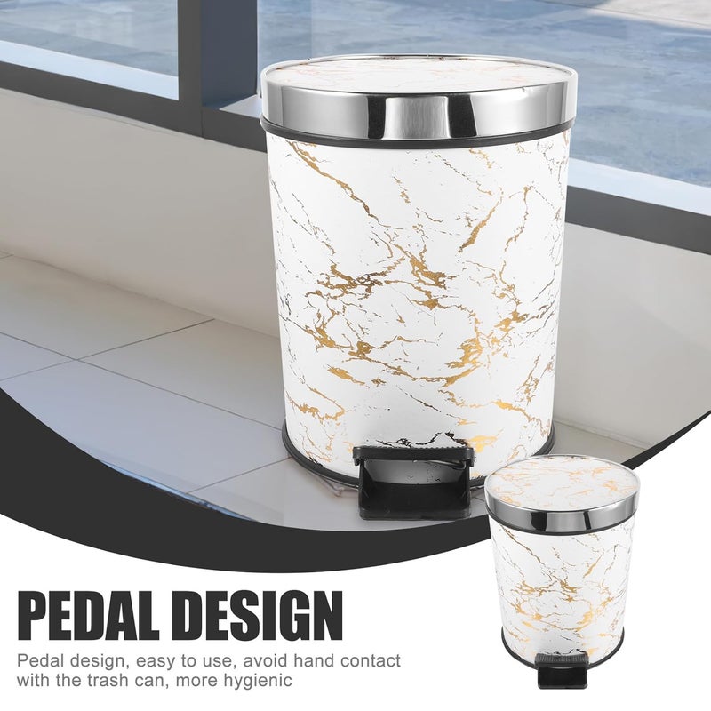 IMIKEYA 8l Pedal Trash Can with Lid, Plastic Step Kitchen Garbage Bin, Portable Office and Home Waste Container for Bathroom and Living Room Use - Image 3