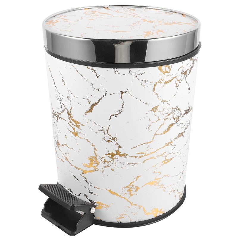 IMIKEYA 8l Pedal Trash Can with Lid, Plastic Step Kitchen Garbage Bin, Portable Office and Home Waste Container for Bathroom and Living Room Use - Image 1