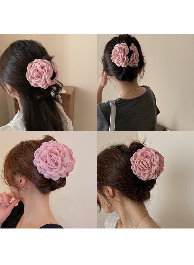 3Pcs Rose Flower Claws Clips for Women, Large Hawaiian Rose Hair Clips, Floral Hair Clips for Women Girls Thin Hair, Blooming Rose Claws Clips, Non Slip Strong Hold for Thick Hair - Image 3