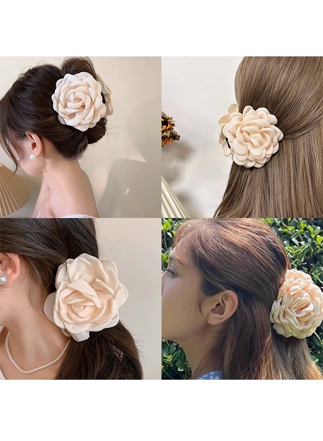 3Pcs Rose Flower Claws Clips for Women, Large Hawaiian Rose Hair Clips, Floral Hair Clips for Women Girls Thin Hair, Blooming Rose Claws Clips, Non Slip Strong Hold for Thick Hair - Image 4