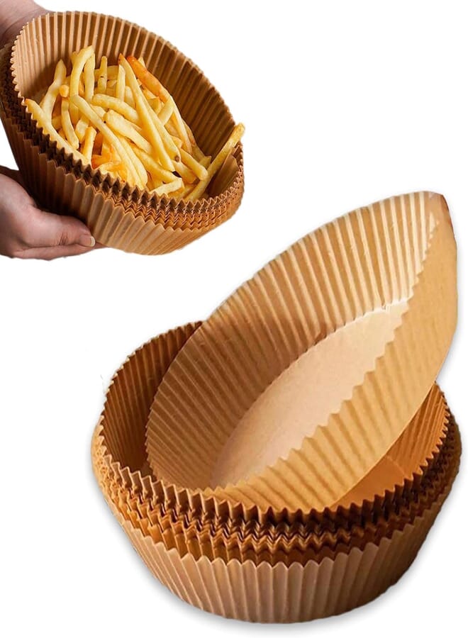 Fresh 100Pcs Air Fryer Disposable Paper Liner 6.3 inch Round Parchment Paper Liners Oil-Proof Non-Stick Paper Towel High Temperature Resistant Baking Oil-Absorbing Paper for Baking Microwave Oven Fry