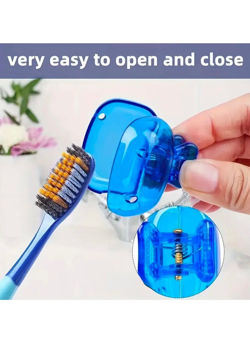 CleanWave - The Pure Effect CleanWave, 2-PCS TravelMate Blue Portable Travel Toothbrush Head Covers Toothbrush Protector Cap Brush Pod Case Protective Portable m Clip for Household Travel, Camping, Bathroom, School, Business.  - Image 1