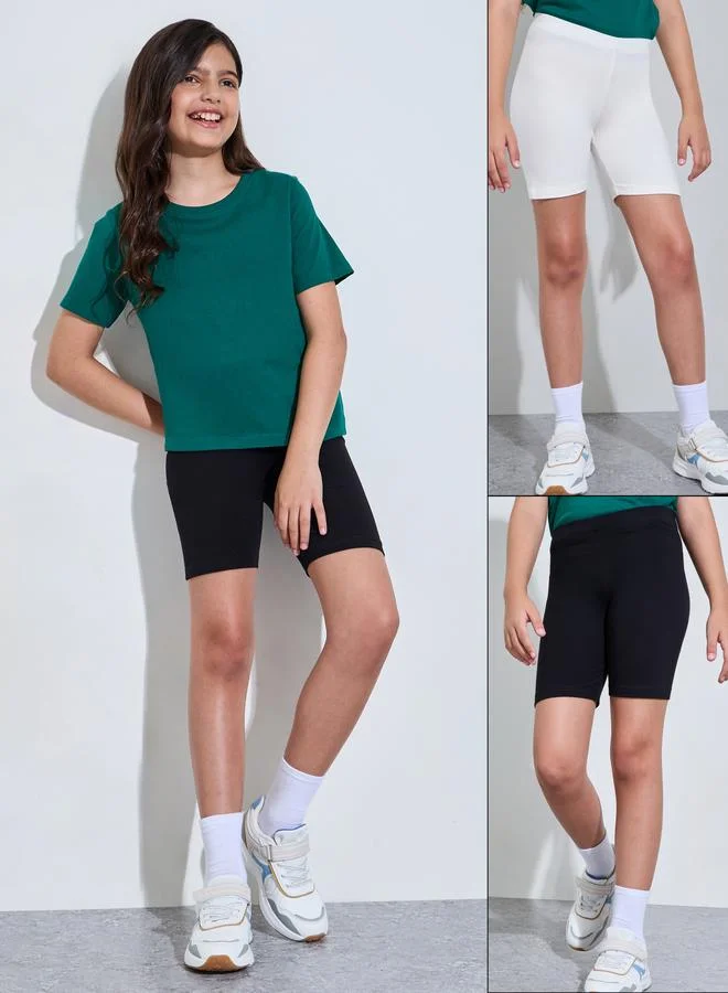 ستايلي Teen Girls Pack of 2 - Multi Cotton Cycling Shorts