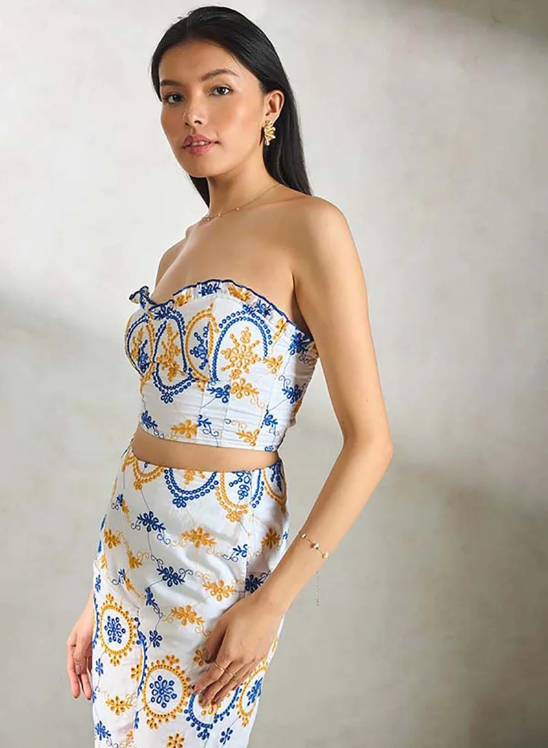 Virgio  VIRGIO 100% Cotton White Tube Top In Schiffli  | Best Price UAE