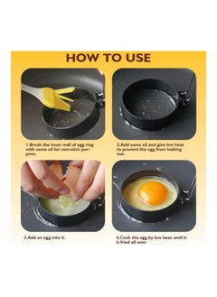 Y&D 4-Piece Non Stick Egg Rings Maker Molds Black 7.5X1.8cm  - Image 5