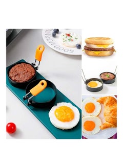 Y&D 4-Piece Non Stick Egg Rings Maker Molds Black 7.5X1.8cm  - Image 2
