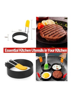 Y&D 4-Piece Non Stick Egg Rings Maker Molds Black 7.5X1.8cm  - Image 3