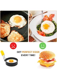Y&D 4-Piece Non Stick Egg Rings Maker Molds Black 7.5X1.8cm  - Image 4