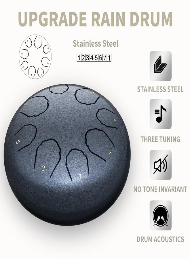 MENGBEI Rain Drum for Outside Garden, 6 Inches 8 Notes Steel Tongue Drum Rain Chime, Chakra Drum for Rain, Rain Drum for Outside Garden When It Rains（Navy Blue） - Image 3