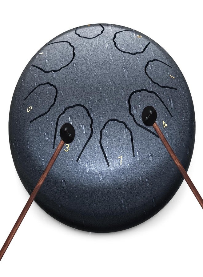 MENGBEI Rain Drum for Outside Garden, 6 Inches 8 Notes Steel Tongue Drum Rain Chime, Chakra Drum for Rain, Rain Drum for Outside Garden When It Rains（Navy Blue） - Image 1