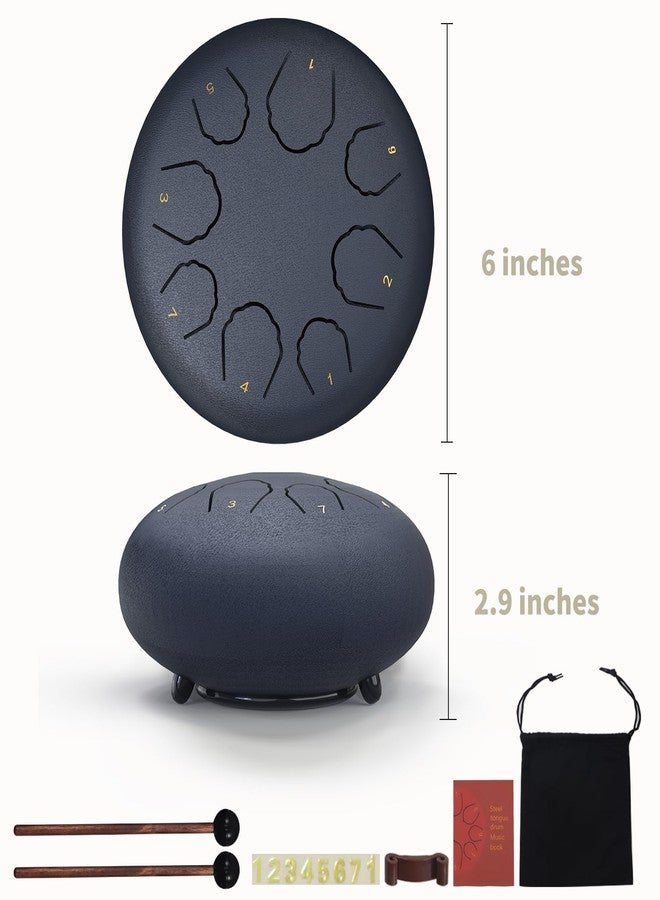 MENGBEI Rain Drum for Outside Garden, 6 Inches 8 Notes Steel Tongue Drum Rain Chime, Chakra Drum for Rain, Rain Drum for Outside Garden When It Rains（Navy Blue） - Image 5