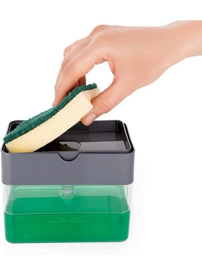 Afrodite Sink Dishwasher Liquid Soap Dispenser Pump with Sponge Holder Caddy for Home and Kitchen Multicolour, Plastic - Image 1