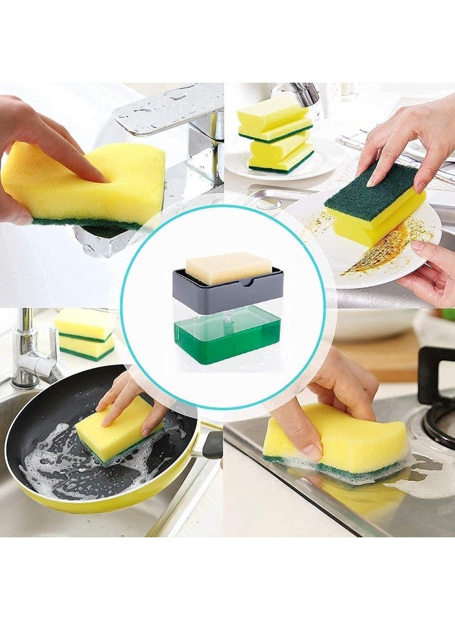 Afrodite Sink Dishwasher Liquid Soap Dispenser Pump with Sponge Holder Caddy for Home and Kitchen Multicolour, Plastic - Image 3