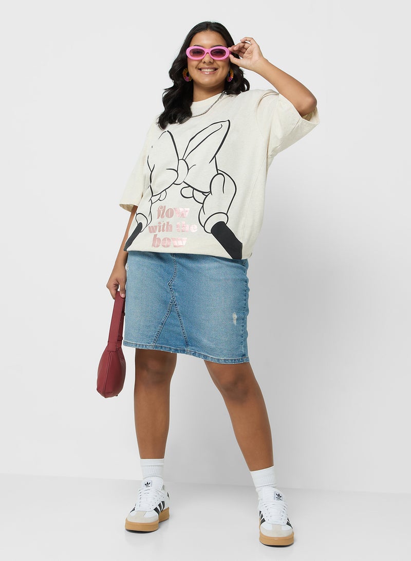 Disney Minnie Plus Size Oversize Bow Foil Print T-Shirt - Image 4