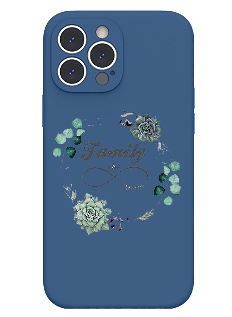 Theodor Protective Slim Fit Case Liquid Silicone Cover with Full Body Protection Anti-Scratch Shockproof Case For iPhone 12 Pro Max Blue  - Family is forever copy - Image 1